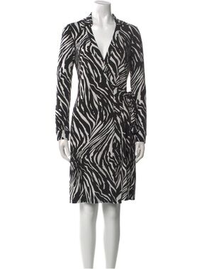 Diane Von Furstenberg Black and White Zebra Print Wrap Dress